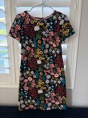 Boden Black Floral Shift Dress - Multicolor (2 Regular)
